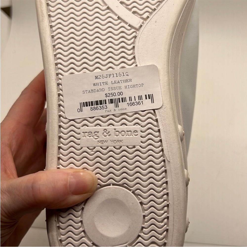 NWT rag & bone Standard Issue High Top Leather Sneakers White. Size 8/38 - Picture 6 of 9
